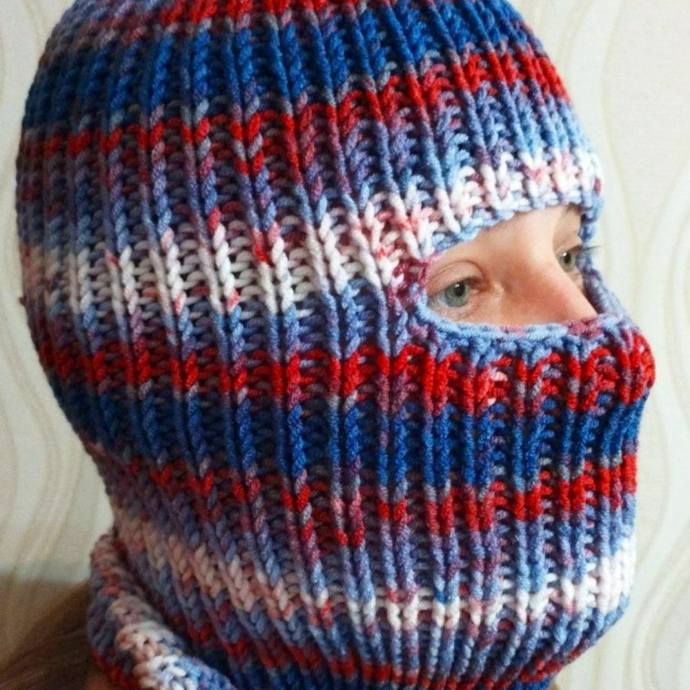Handmade multicolored hat balaclava